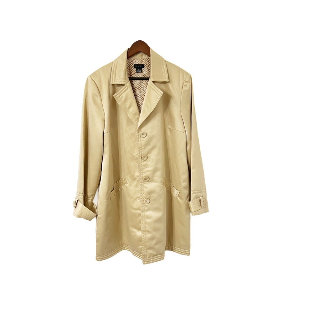 Spense Champagne Trench Coat Women’s XL Button Front Classic Lined Jacket